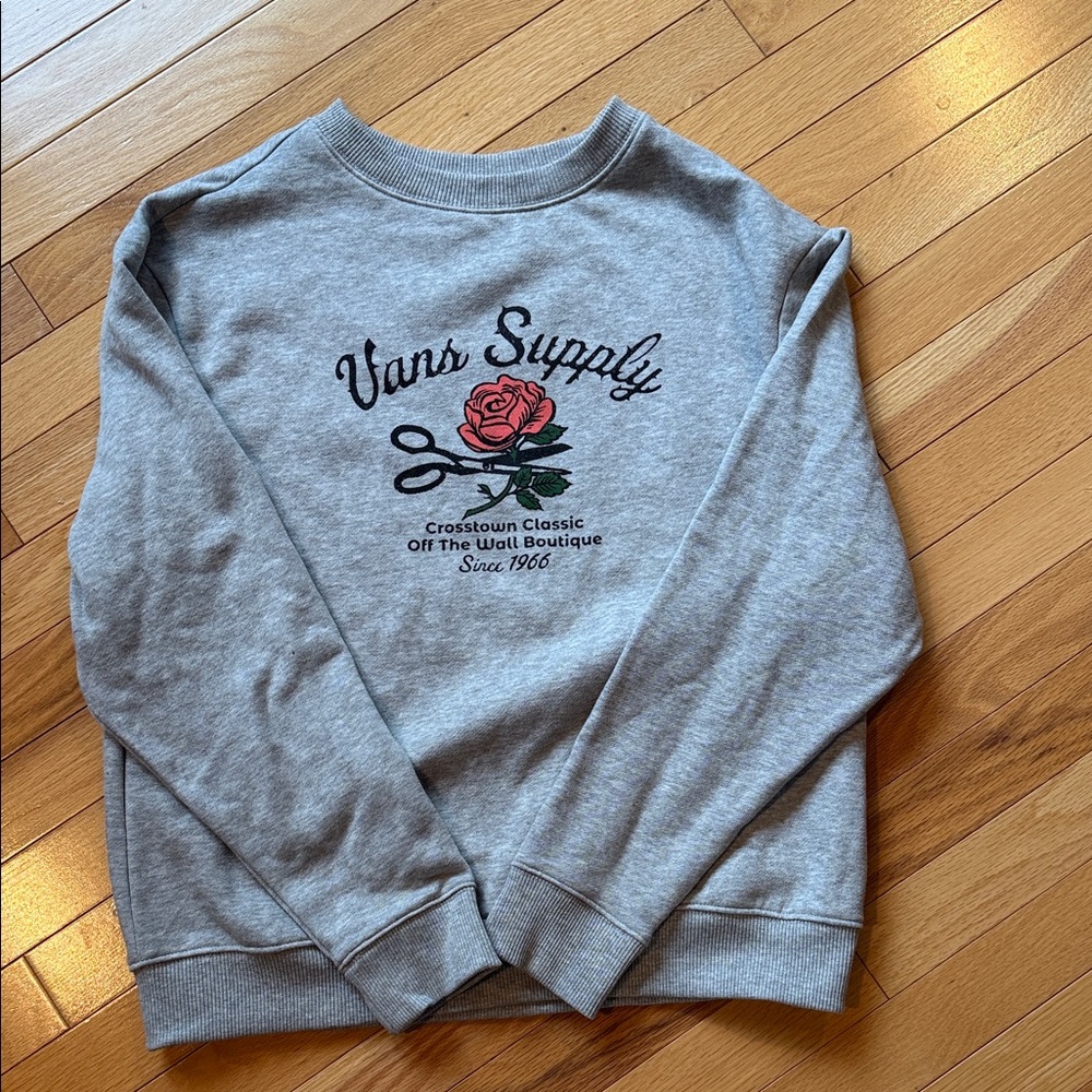 Vans Supply Gray Crewneck with Rose Design